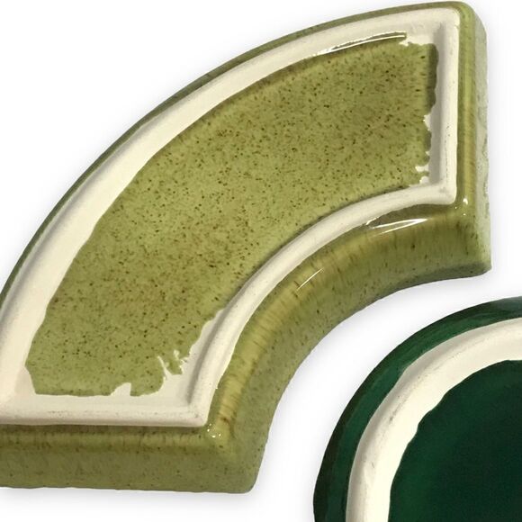 Speckled Avocado Emerald Green Glazed Ceramic Round Section Dish Serveware  Set - Picture 15 of 15